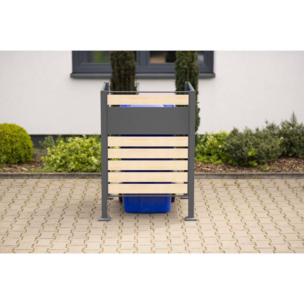 Mülltonnenverkleidung 'Planum' Stahl Holzoptik 90 x 90 x 120 cm
