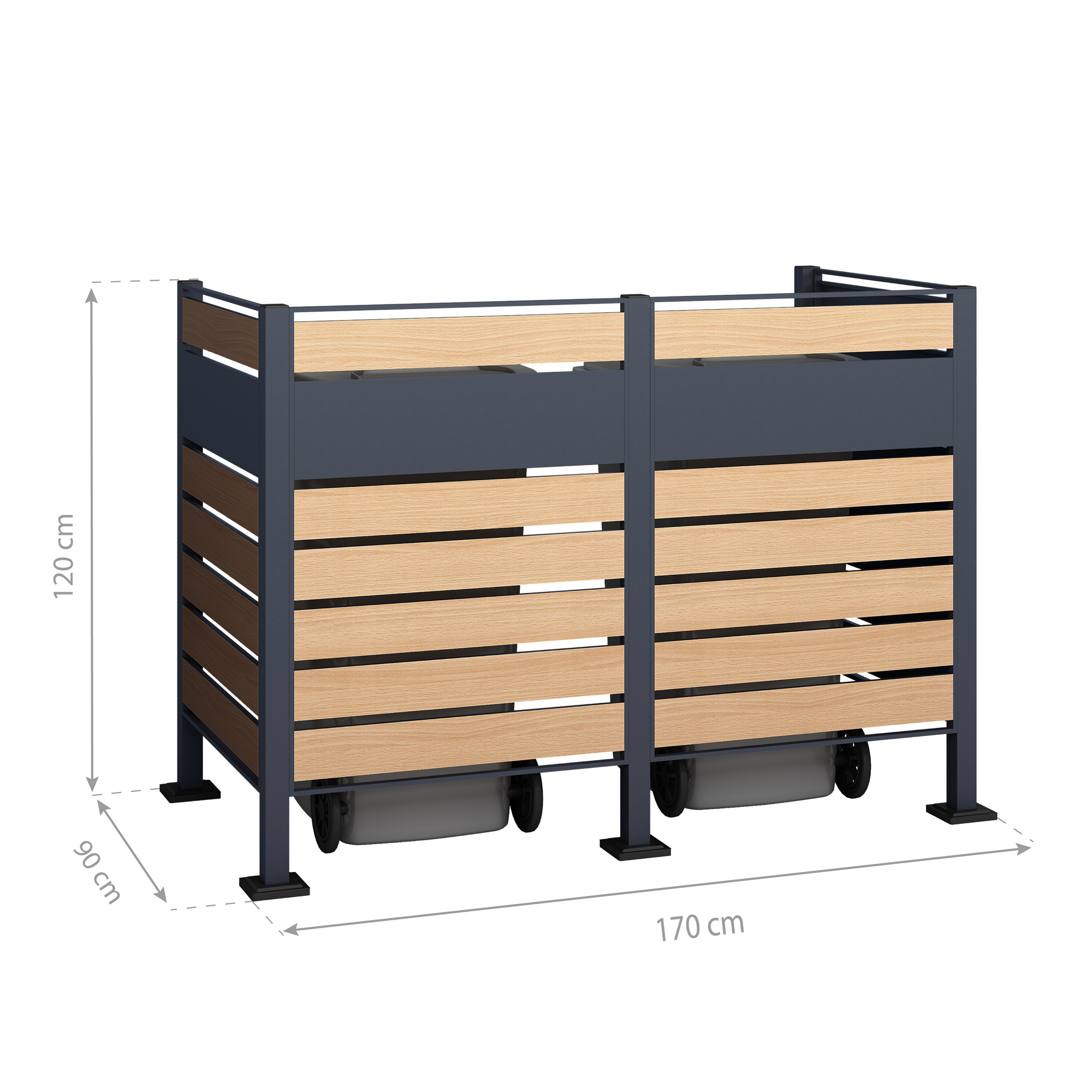 Mülltonnenverkleidung 'Planum' Stahl Holzoptik 170 x 90 x 120 cm + product picture