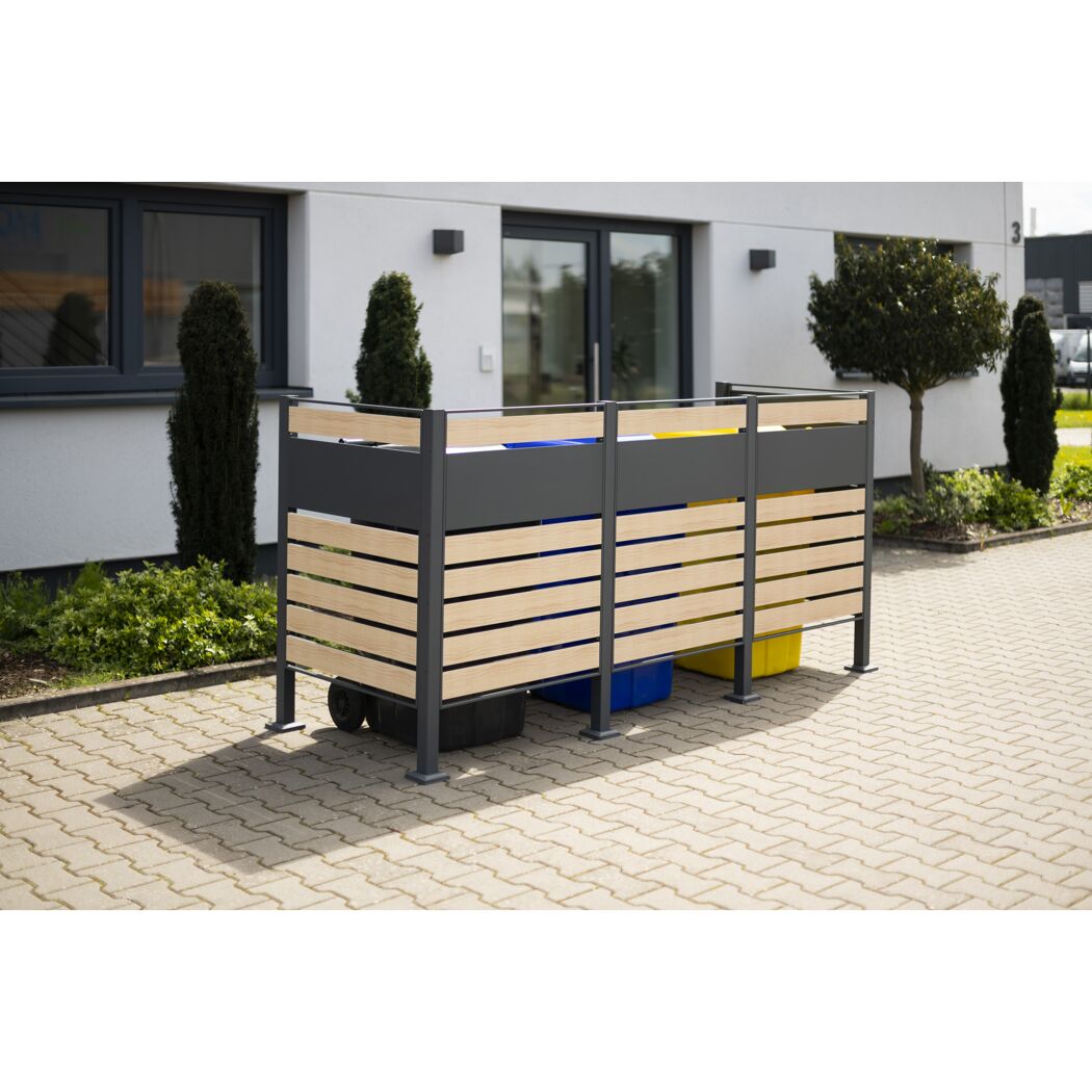 Mülltonnenverkleidung 3er Holzoptik