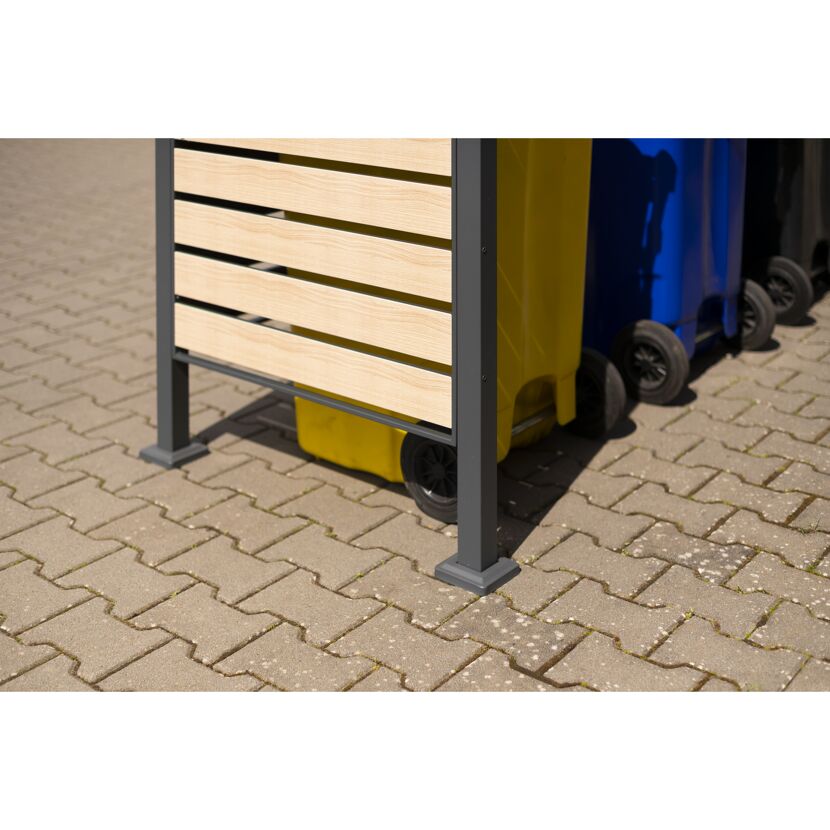 Mülltonnenverkleidung 'Planum' Stahl Holzoptik 330 x 90 x 120 cm