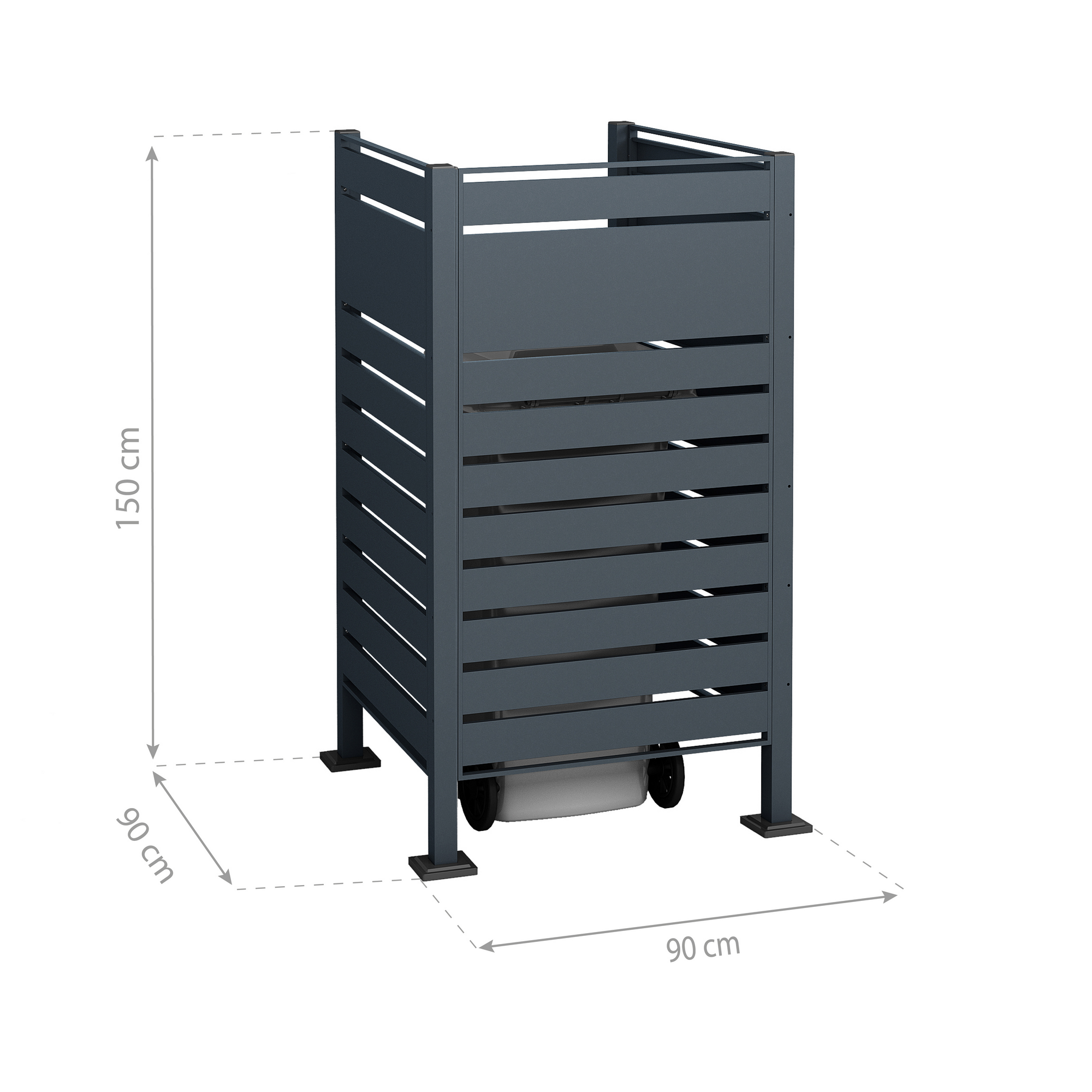 Mülltonnenverkleidung 'Planum' Stahl anthrazit 90 x 90 x 150 cm + product picture