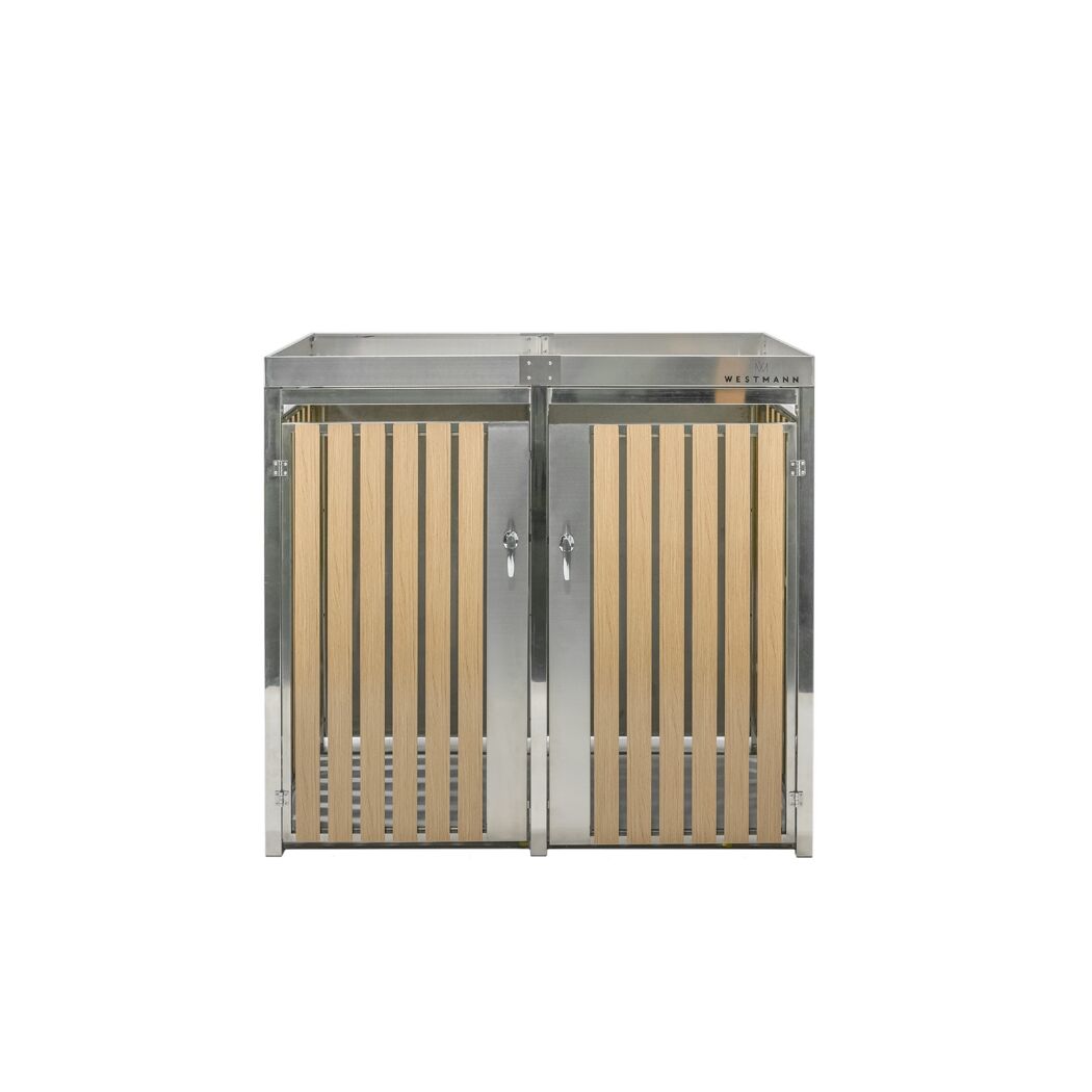 Westmann Mülltonnenbox 2er silber/holz