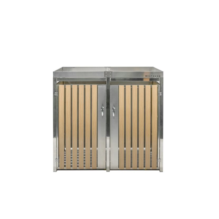 Westmann Mülltonnenbox 2er silber/holz