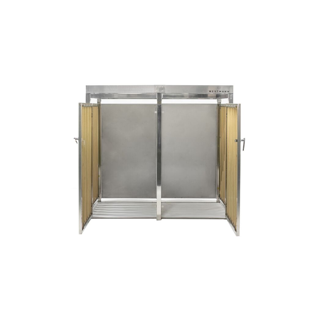 Doppelte Mülltonnenbox aus Metall und Holz von Westmann.