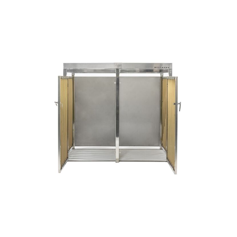 Doppelte Mülltonnenbox aus Metall und Holz von Westmann.