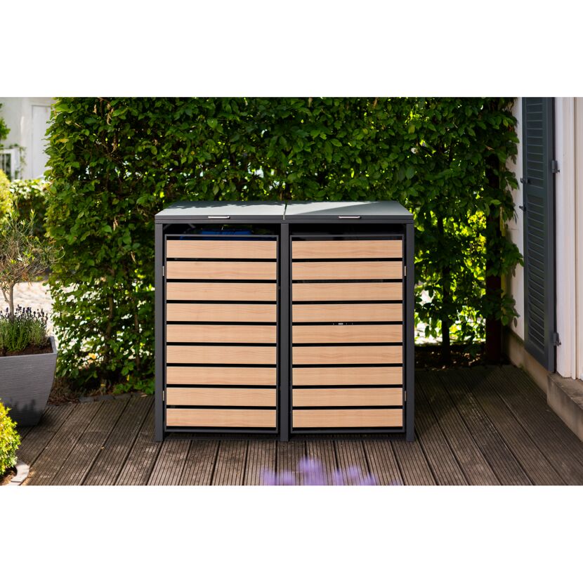 Mülltonnenbox mit zwei Fächern