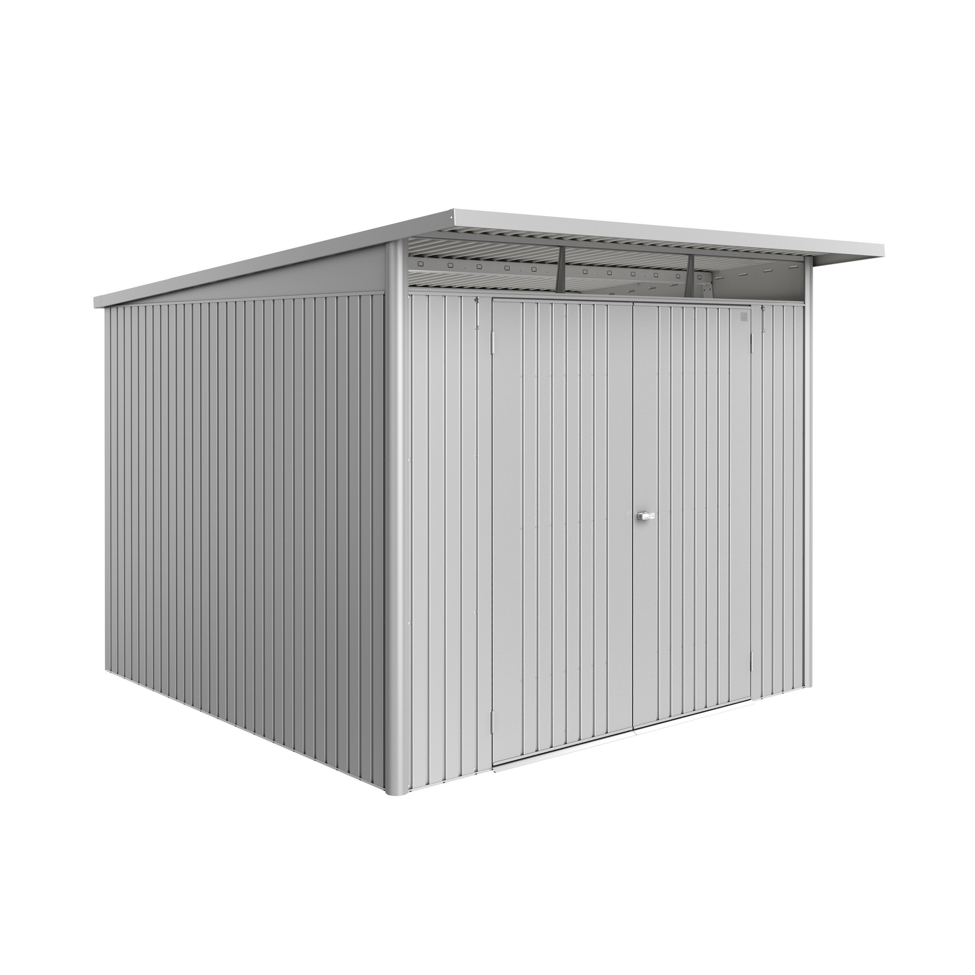 Gerätehaus aus Metall mit Doppeltür