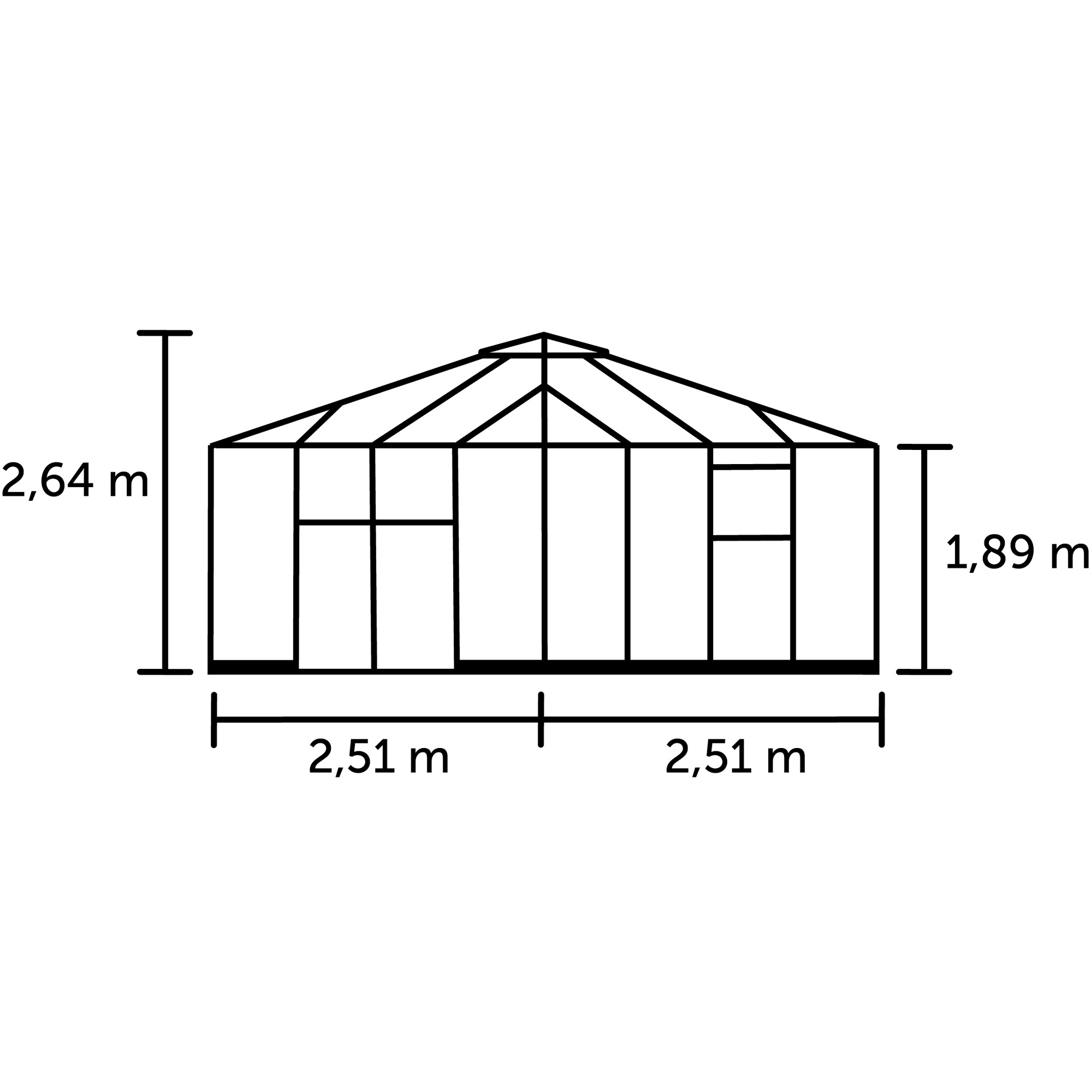 Gewächshaus 'Qube Square' 6,3 m² 251 x 251 cm 3 mm Sicherheitsglas schwarz + product picture