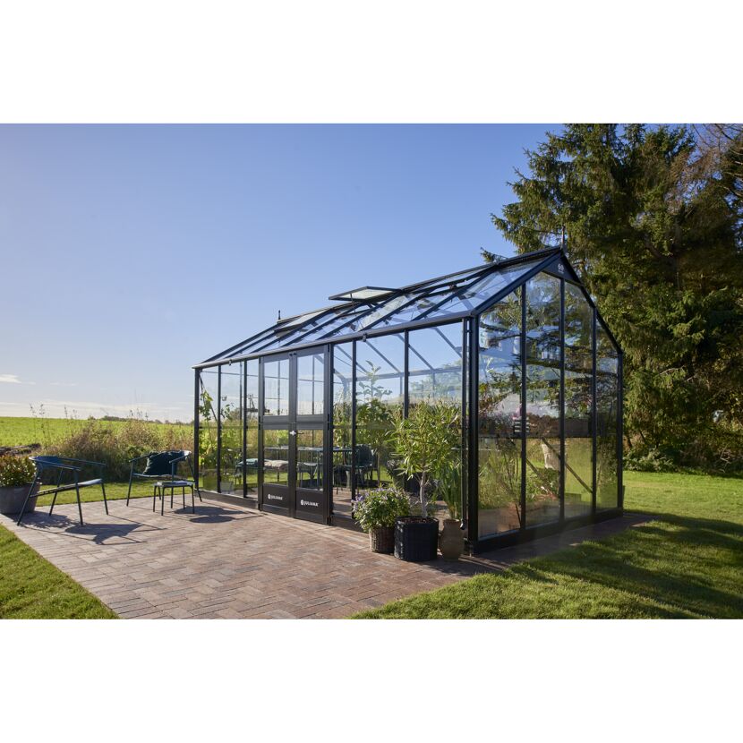 Gewächshaus 'Jubii 60' 296 x 511 cm mit 3 mm Sicherheitsglas schwarz