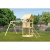 Kinderspielturm 'Lotti' mit Doppelschaukel und Netzrampe natur 107 x 107 cm