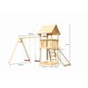Kinderspielturm 'Lotti' mit Doppelschaukel und Netzrampe natur 107 x 107 cm