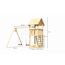 Kinderspielturm 'Lotti' mit Doppelschaukel und Kletterwand natur 107 x 107 cm