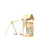 Kinderspielturm 'Lotti' mit Doppelschaukel und Kletterwand natur 107 x 107 cm