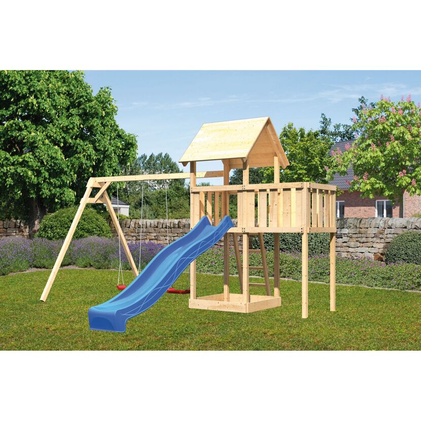 Spielturm mit Schaukel und Rutsche