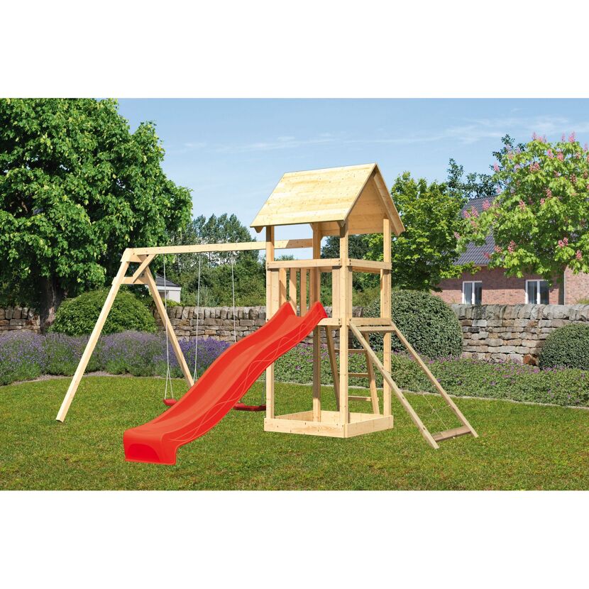 Kinderspielturm 'Lotti' naturbelassene nordische Fichte 107 x 291 x 107 cm