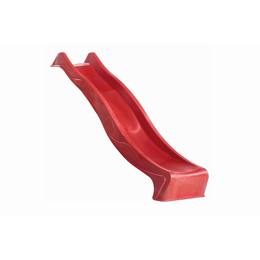 Spielturm 'Lotti' naturbelassen mit Kletterwand Doppelschaukel und Rutsche rot 107 x 291 x 107 cm