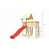 Hölzernes Spielhaus mit Rutsche und Kletterwand