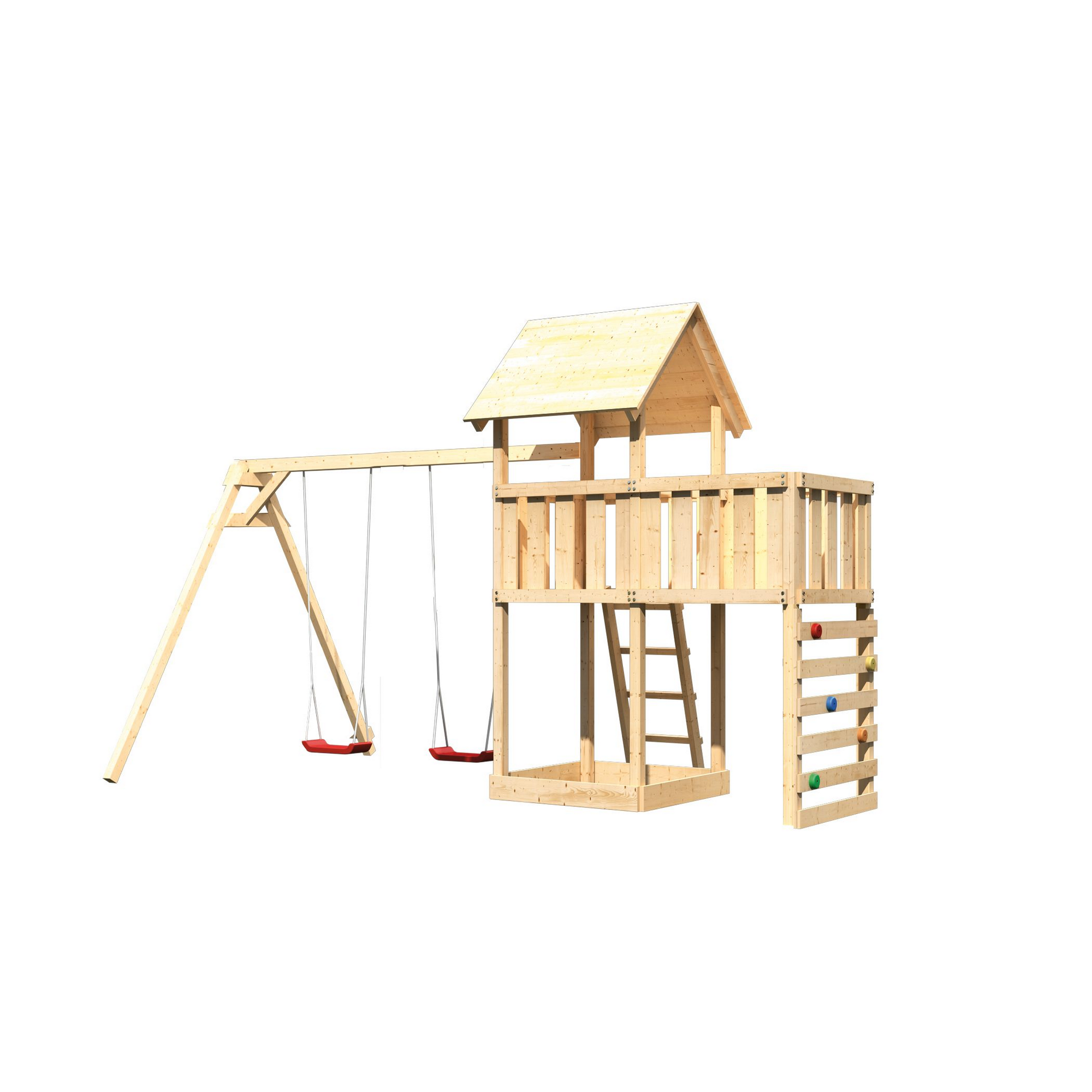 Kinderspielturm 'Lotti' naturbelassene nordische Fichte 107 x 291 x 107 cm + product picture