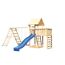 Hölzerner Spielturm mit Rutsche und Schaukel