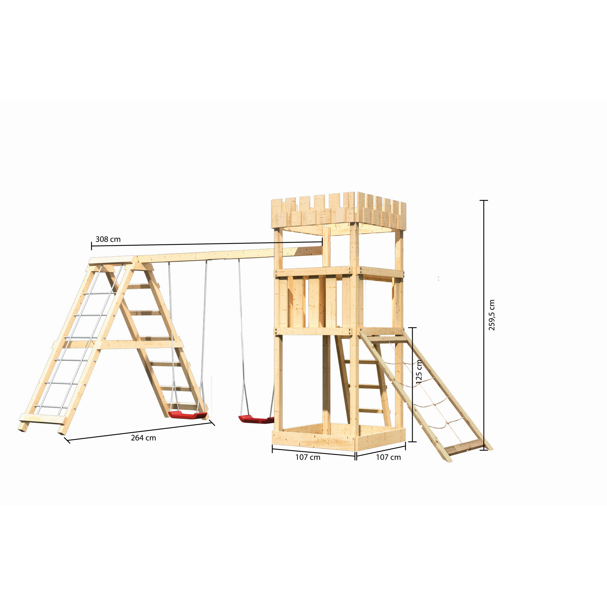 Spielturm 'Ritterburg Löwenherz' naturbelassene nordische Fichte 107 x 259,5 x 107 cm + product picture