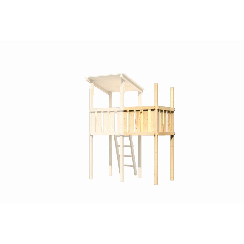 Spielturm aus Holz mit Podest und Leiter
