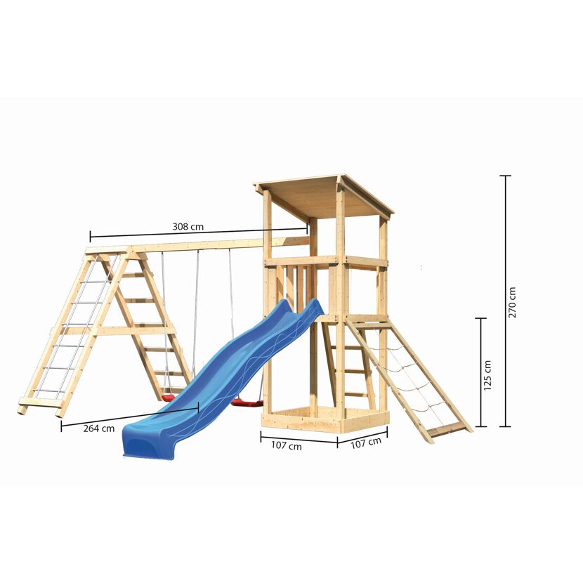 Spielturm 'Anna' naturbelassene nordische Fichte 107 x 270 x 107 cm
