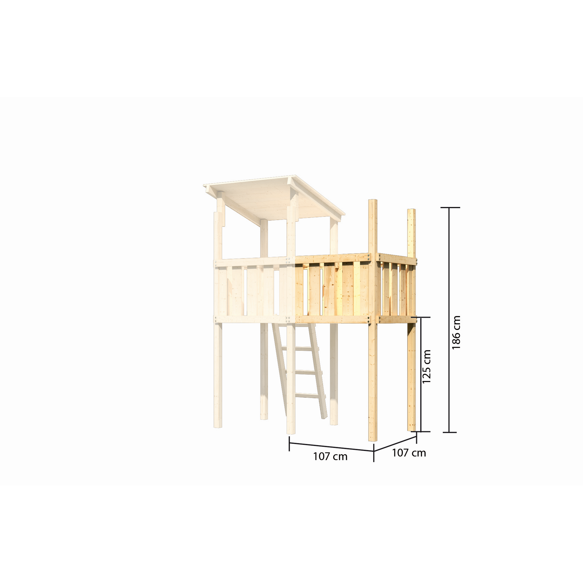 Spielturm 'Anna' naturbelassene nordische Fichte 107 x 270 x 107 cm + product picture