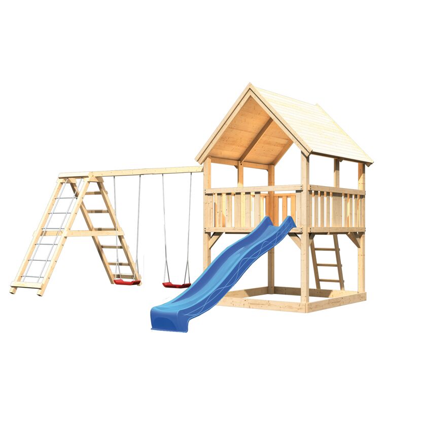 Spielturm mit Schaukel und Rutsche