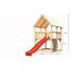 Spielhaus aus Holz mit Rutsche und Kletterwand
