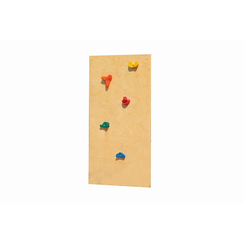 Kletterwand mit bunten Griffen