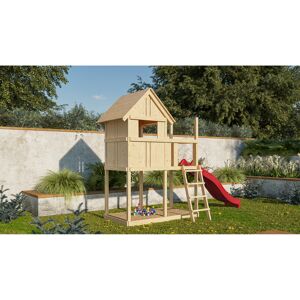 Kinderspielhaus 'Frieda' naturbelassene nordische Fichte 202 x 291 x 107 cm rot