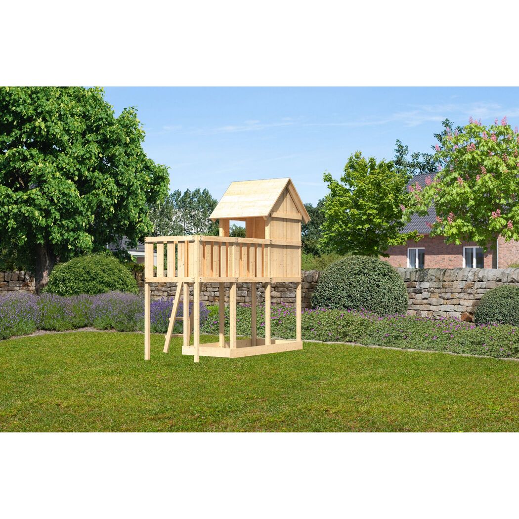Hölzernes Spielhaus im Garten