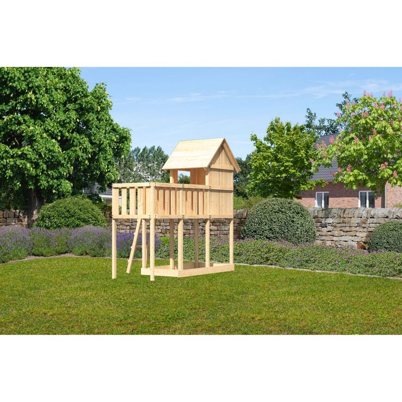 Hölzernes Spielhaus im Garten