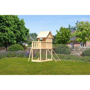 Kinderspielhaus 'Frieda' naturbelassene nordische Fichte 107 x 291 x 107 cm