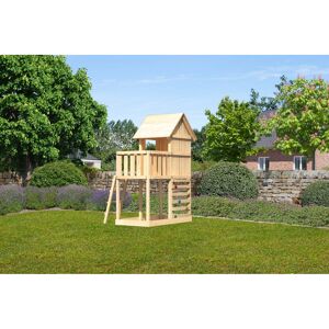 Kinderspielhaus 'Frieda' naturbelassene nordische Fichte 107 x 291 x 107 cm