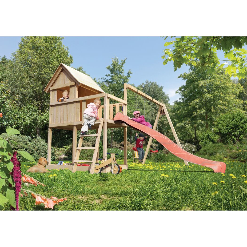 Spielturm mit Schaukel und Rutsche