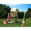 Kinderspielplatz aus Holz mit Rutsche und Schaukel