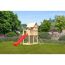 Hölzernes Spielhaus mit Rutsche im Garten