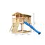Spielhaus aus Holz mit Rutsche und Sandkasten