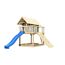 Spielhaus aus Holz mit Rutsche