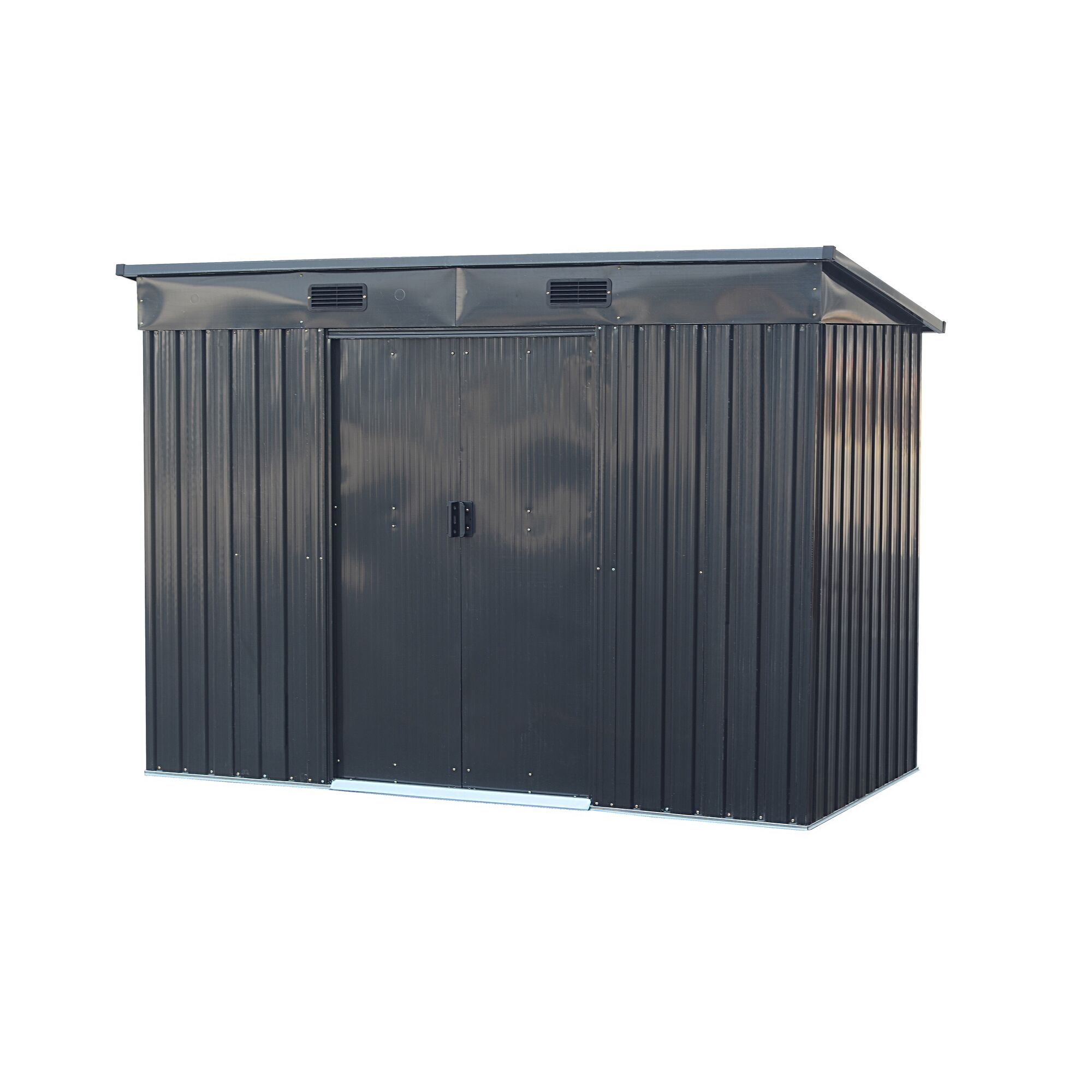 Grauer Metall Gartenschrank