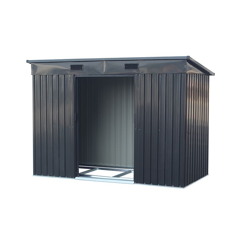 Grauer Metall Gartenschrank