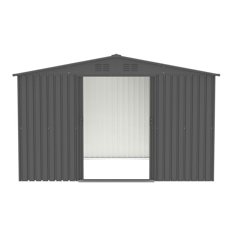 Grauer Metall-Gartenschrank