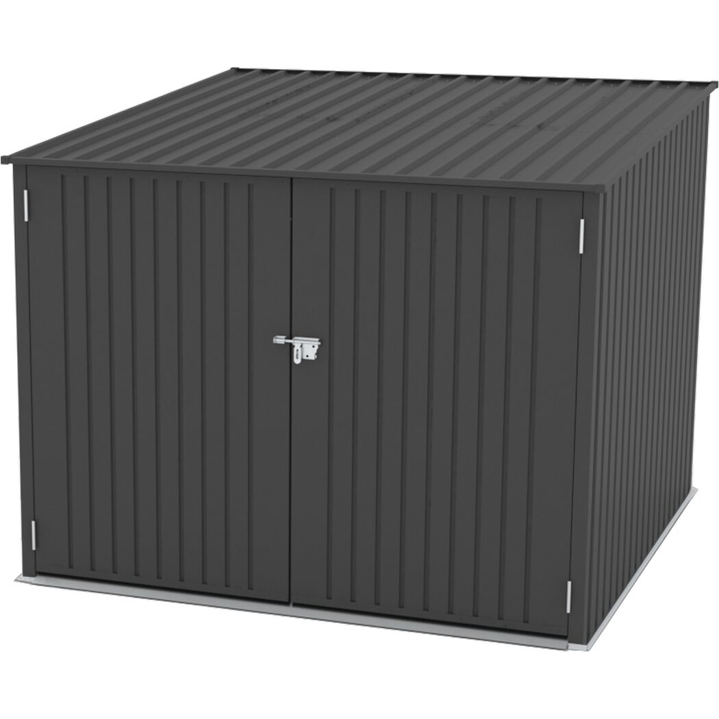 Grauer Metall Gartenschrank
