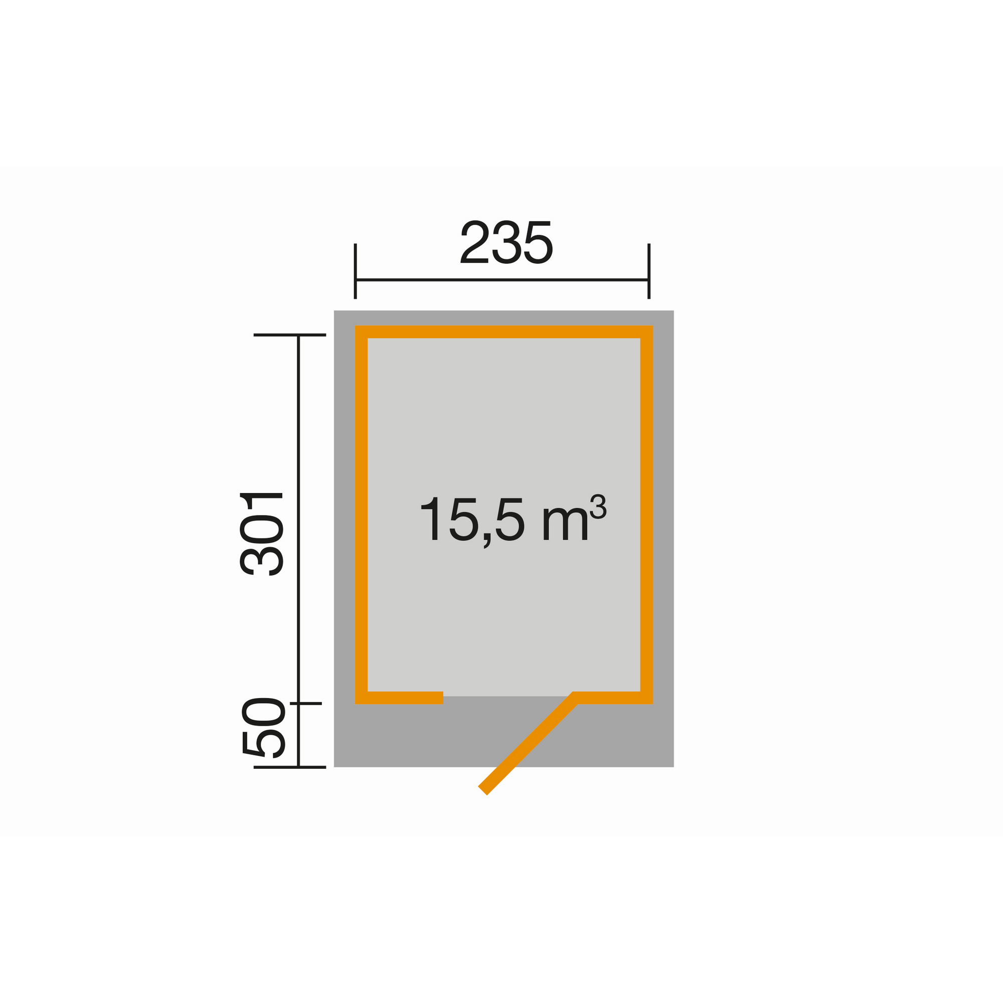 Raummaß mit 15,5 Kubikmeter
