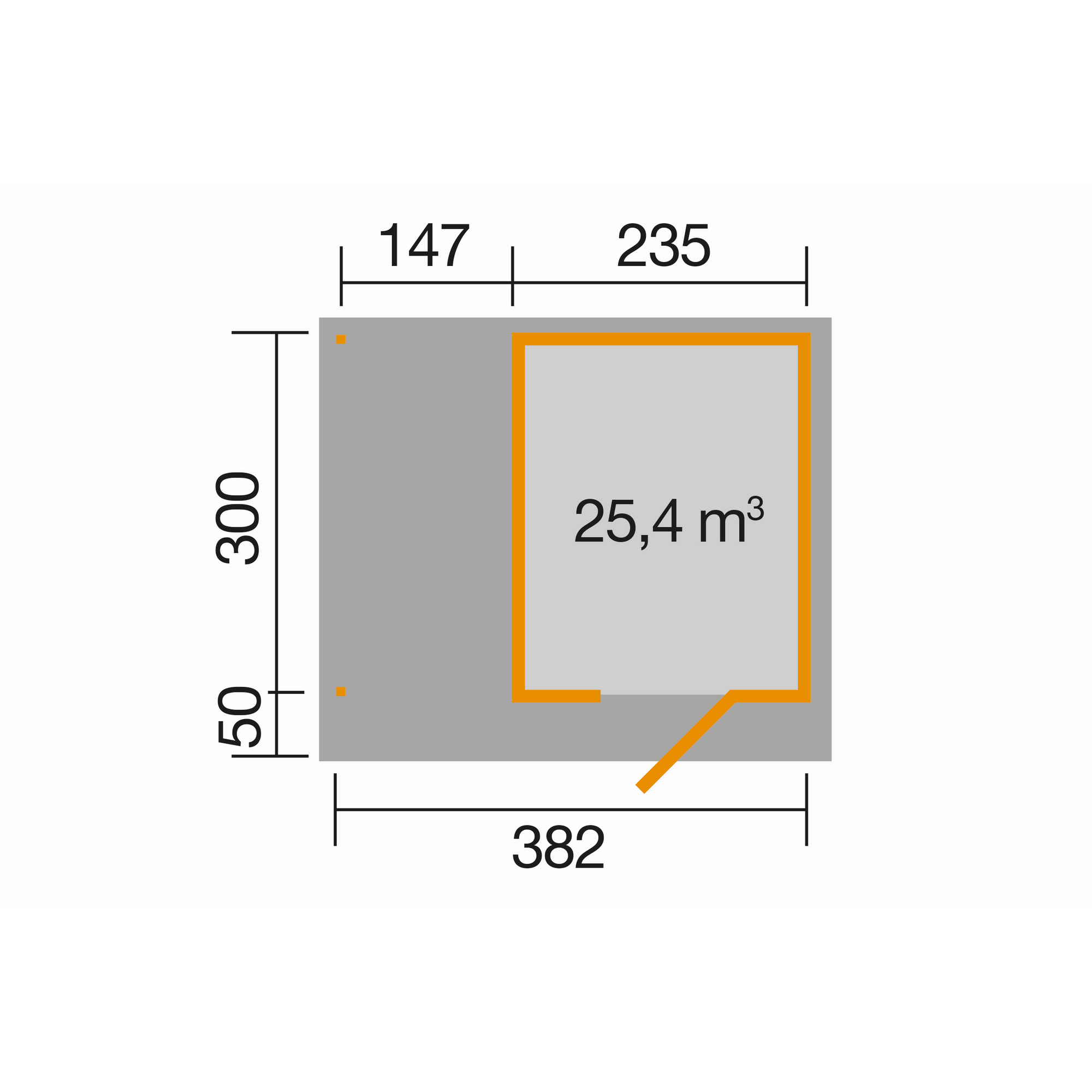 Gartenhaus '172 A Gr.2' grau 382 x x 301 cm
