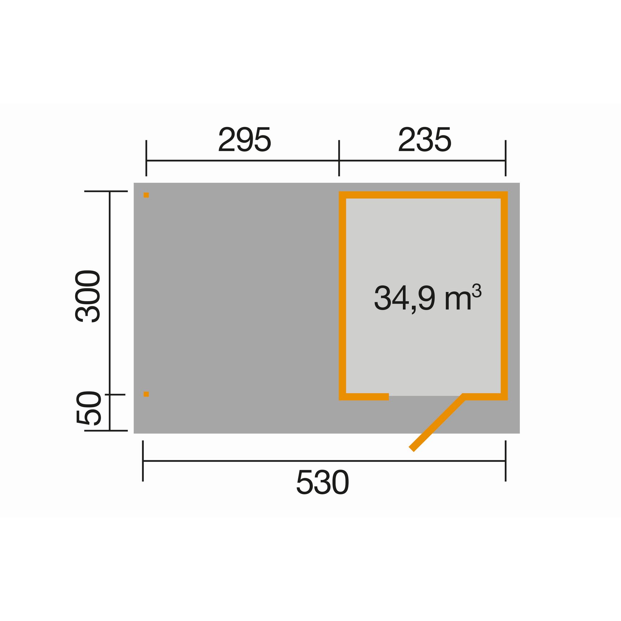 Gartenhausabmessung 34,9 m³