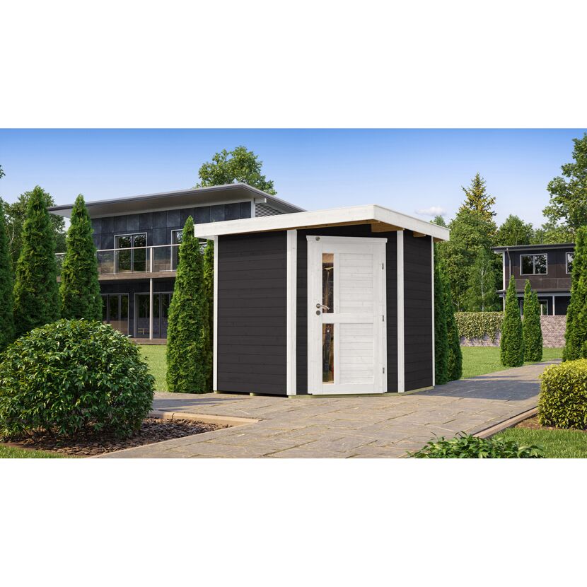 Gartenhaus mit weißer Tür