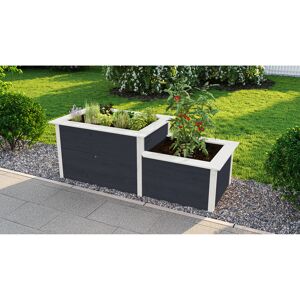 Hochbeet '669' mit Stufe anthrazit 217,6 x 91,7 x 58/81 cm