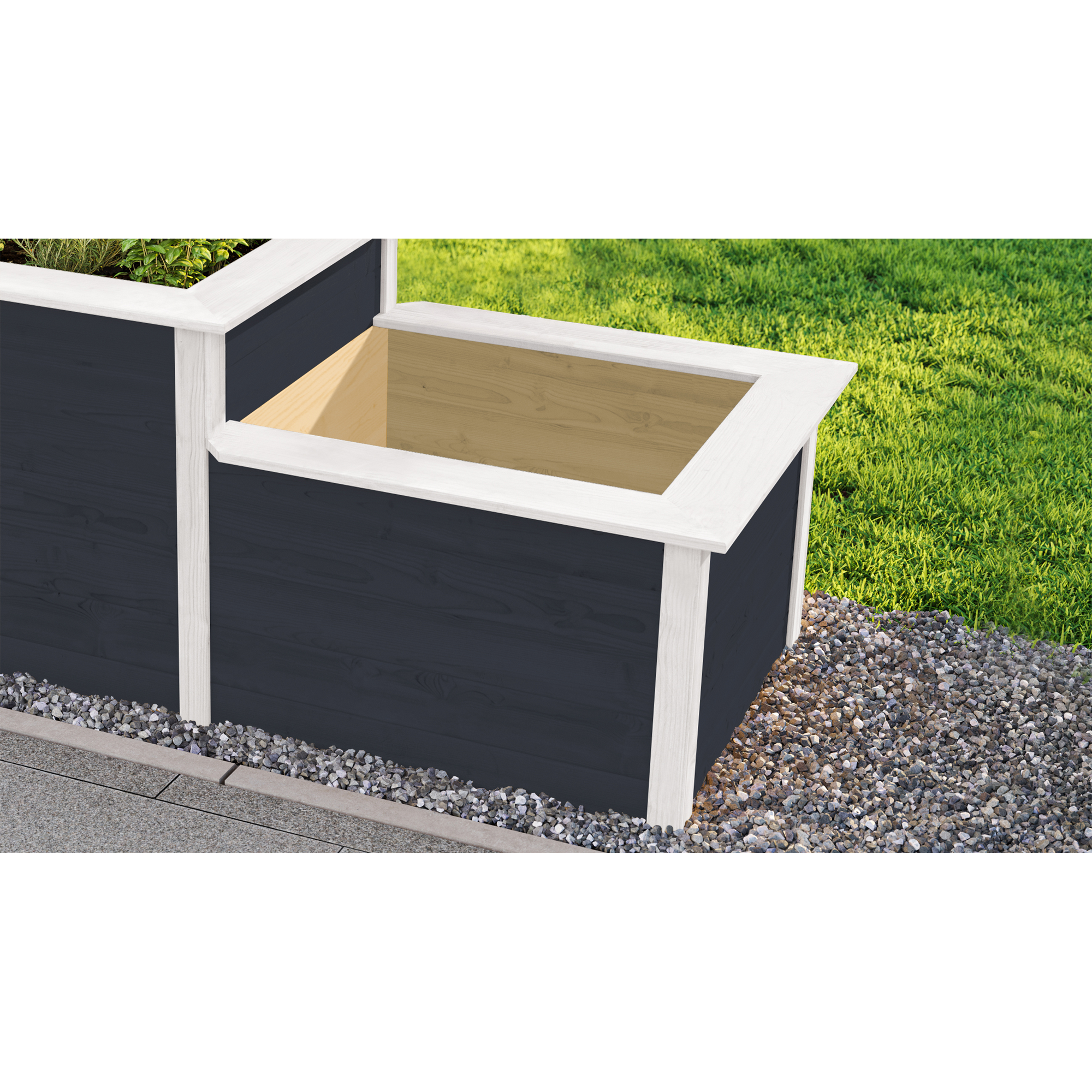 Hochbeet '669' mit Stufe anthrazit 217,6 x 91,7 x 58/81 cm